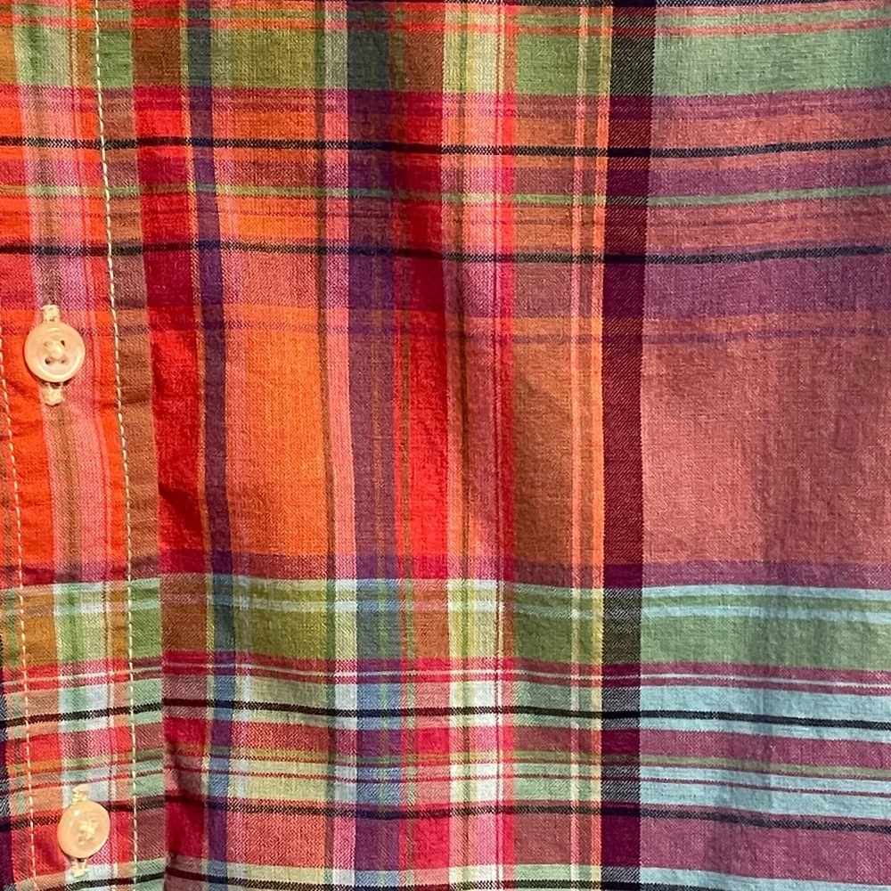 Ralph Lauren Boys Madras Plaid Button Down Shirt Size 5 Cotton Pony Preppy